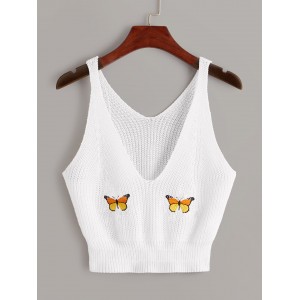 Butterfly Embroidered  Knit Top