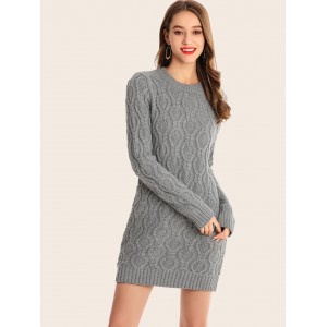 Cable Knit Fit Sweater Dress