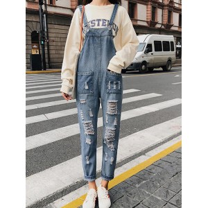 Casual Sleeveless Nine Points Harem Jeans Rompers