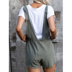 Casual Pure Color Bandage Sleeveless Rompers For Women