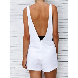 Casual Pure Color Bandage Sleeveless Rompers For Women