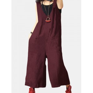 Casual V-neck Sleeveless Loose Overall Jumpsuit