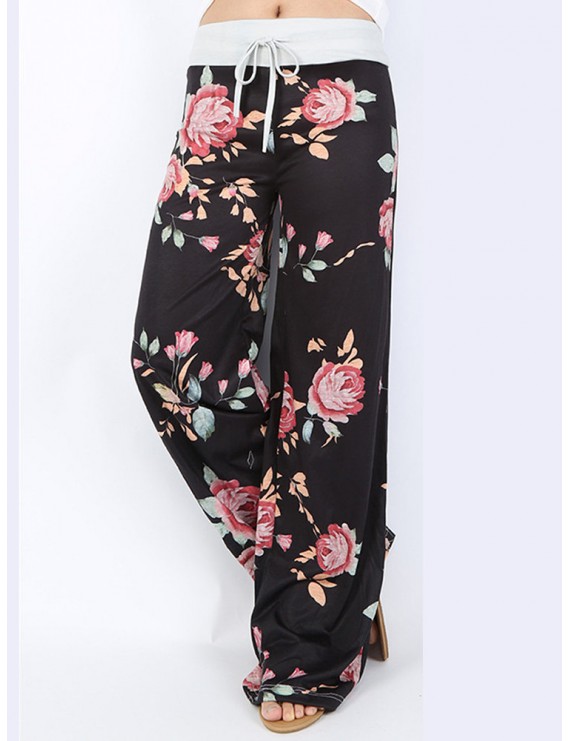Casual Loose Flower Printed Women Pants