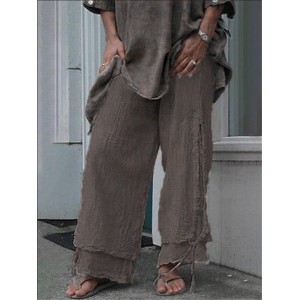 Casual Layered Elastic Waist Pants For Women